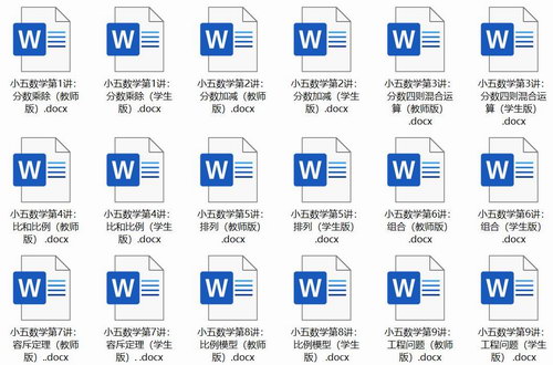 通用版5年级全册数学知识点汇总(docx文档)百度网盘保存 通用版5年级全册数学知识点汇总(docx文档)百度网盘保存